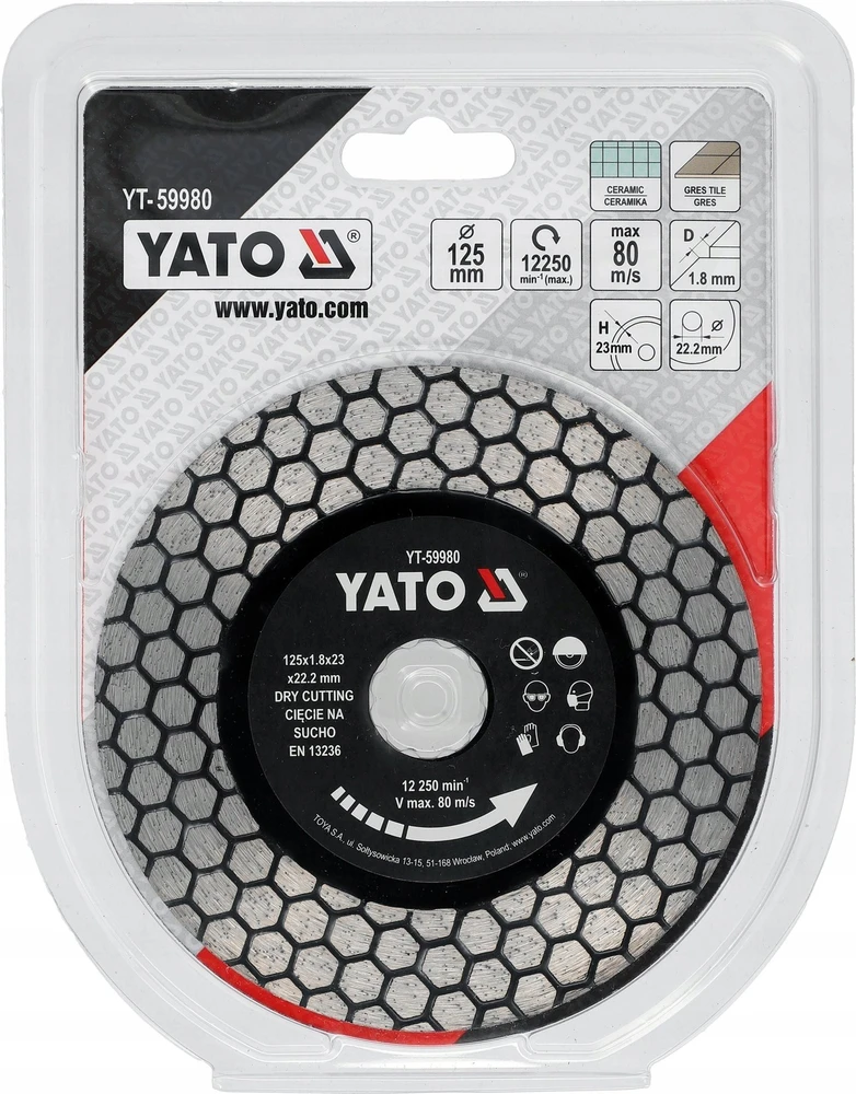 Yato Toya Sa Poland Deimantinis pjovimo diskas keramikai ir granitui | 125 × 23 × 22,23 mm (YT-59980)