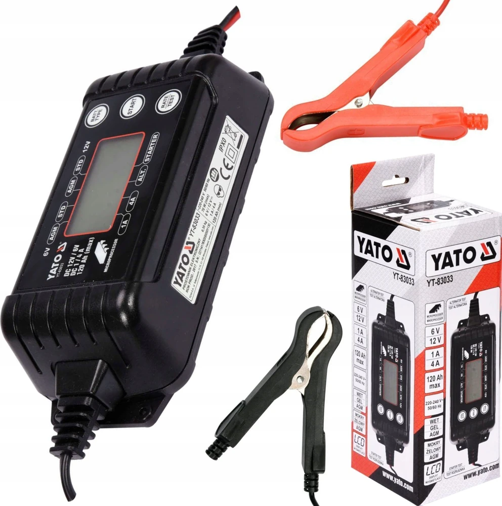 Automobilių akumuliatorių pakrovėjas Yato YT-83033; 6 V/12 V