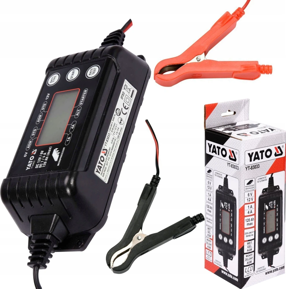 Automobilių akumuliatorių pakrovėjas Yato YT-83033; 6 V/12 V