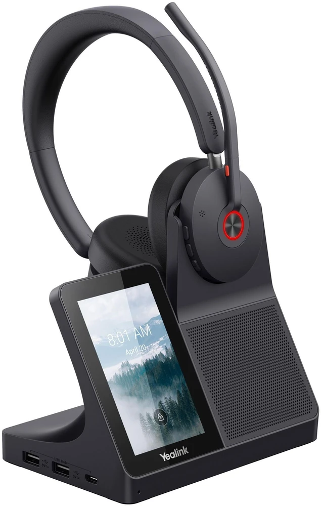 Ausinės Yealink WH68 Workstation Laisvų rankų įranga Vielinis ir Bevielis Su lankeliu Skambučiai / muzika C tipo USB Bluetooth Įkrovimo stovas Juoda