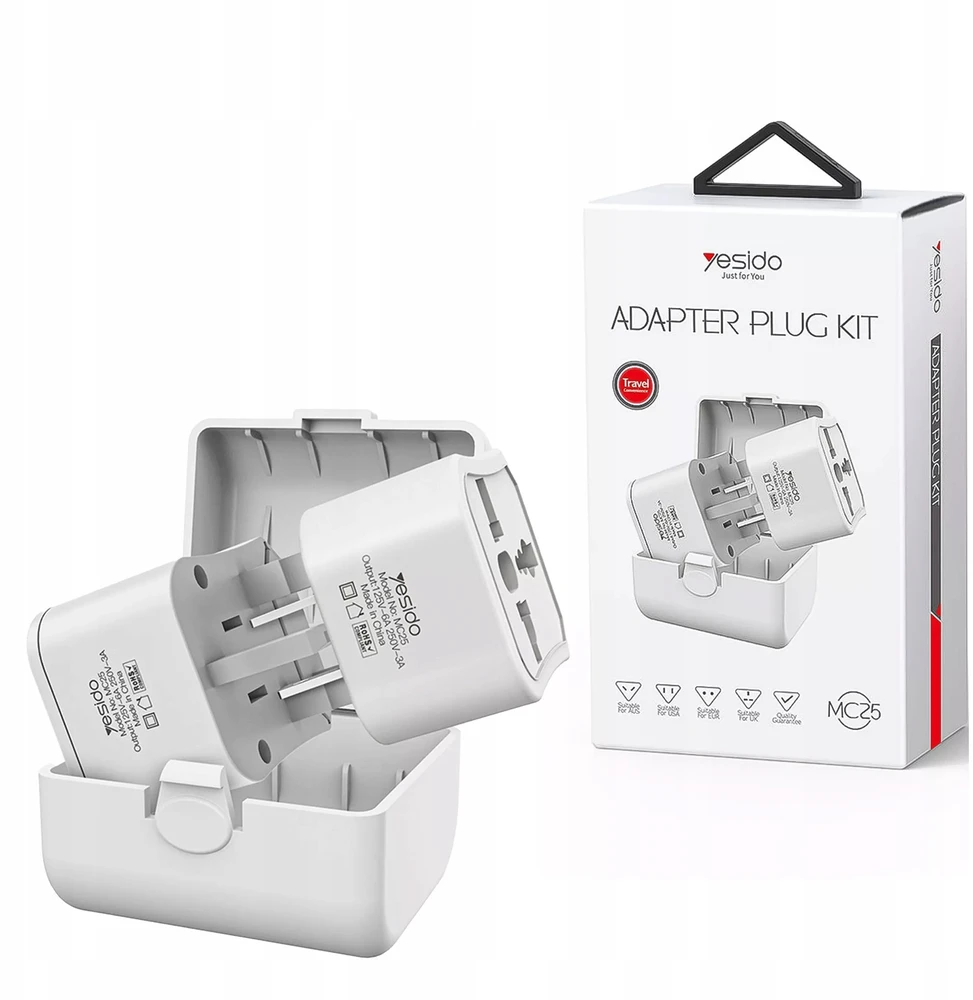 Yesido Universalus maitinimo adapteris MC25 750W 3A JK/ES/JAV/AU, Baltas / Baltas