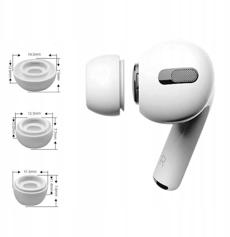 Yivo Tech-Protect Ear Tips skirta AirPods Pro 1 / 2 in sizes S / M / L - baltas (3 pcs.)