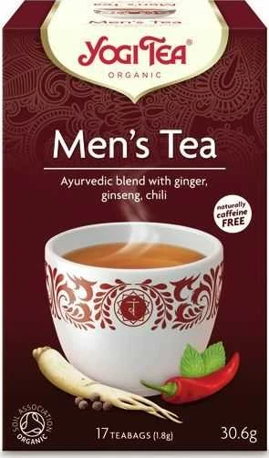 Yogi Tea Men's Tea pakuotė su ingredientais