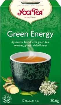 Yogi Tea Green Energy pakuotė su arbatos puodeliu