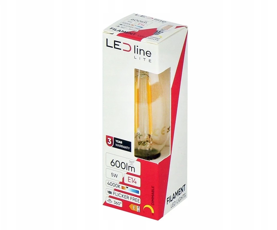 Yongnuo LED lemputė E14 C35 230V 5W 600lm, neutraliai balta 4000K, pritemdoma, LED line LITE