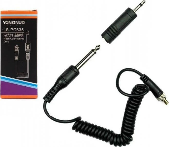 Kabelis Yongnuo LS-PC635 PC su mini lizdo adapteriu