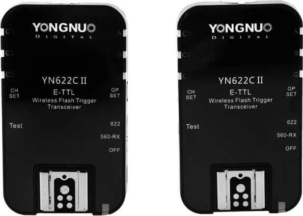 Dviejų Canon skirtų Yongnuo YN622C II blykstės paleidiklių rinkinys