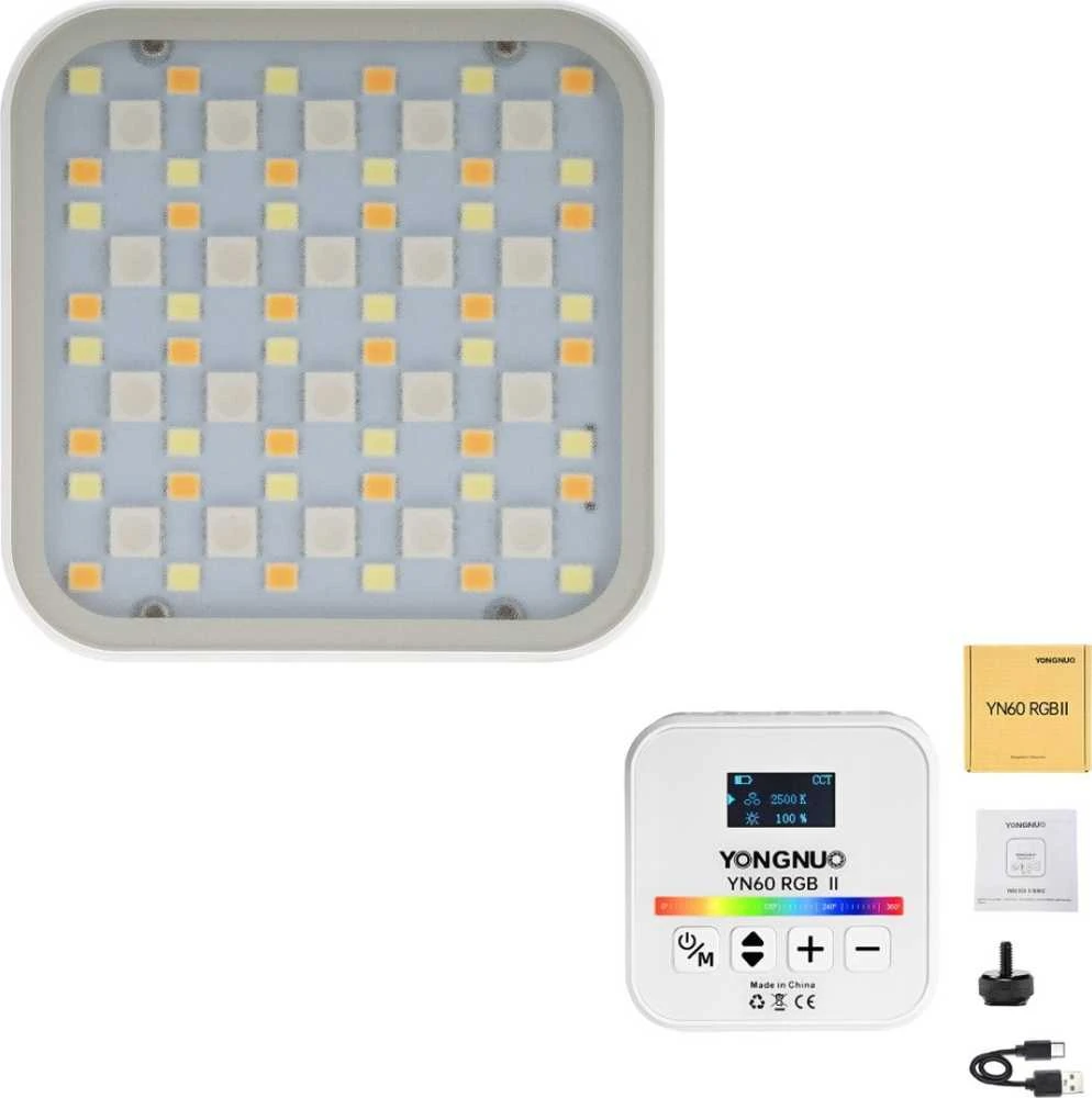 Lubinis šviestuvas LED Šviestuvas Yongnuo YN60 RGB II WB (2500 K - 9900 K) (Baltas)