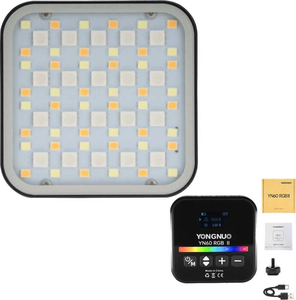 LED Šviestuvas Yongnuo YN60 RGB II WB (2500 K - 9900 K) (Juodas)