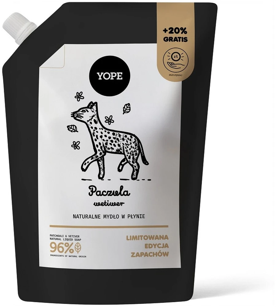 Yope Natūralaus skysto muilo papildymas Pačiulių ir vetiverijų aromatas 600 ml
