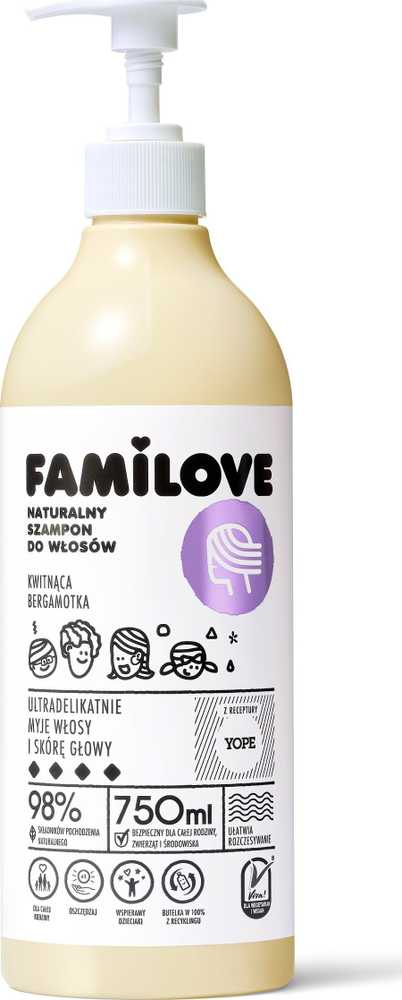 Yope Familove šampūnas visų tipų plaukams Blooming Bergamot 750ml