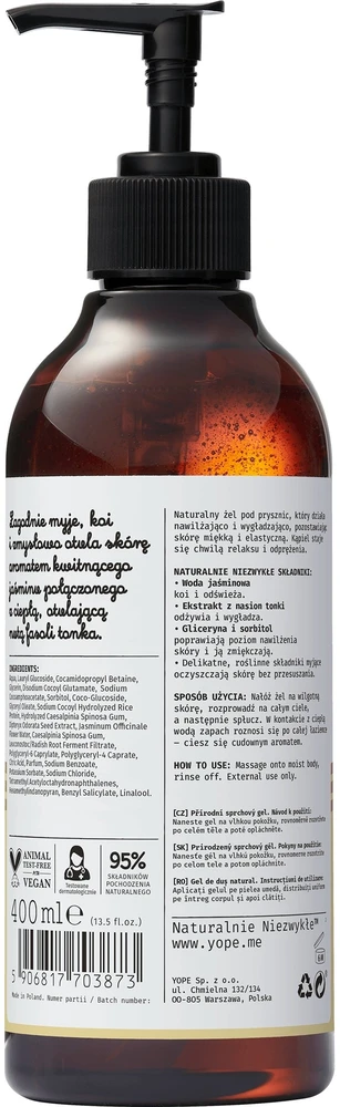 Yope Natūralus jazminų ir tonkos dušo želė 400 ml