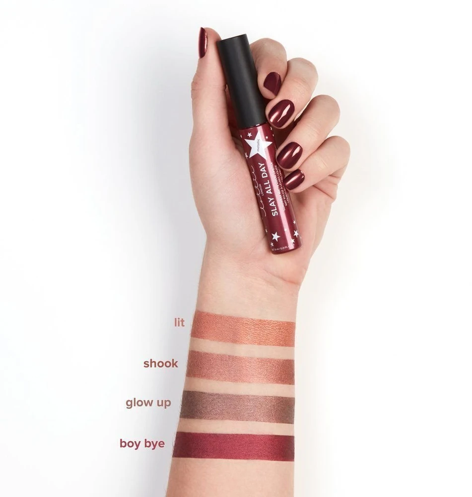 Lottie London Slay All Day Metallic skysti lūpų dažai, shoked, 6 ml