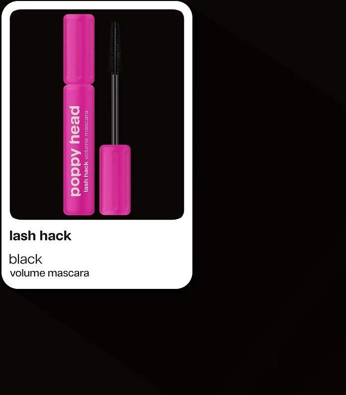 Poppy Head Lash Hack tūrio didinantys blakstienų tušas 01 Juodas 9g