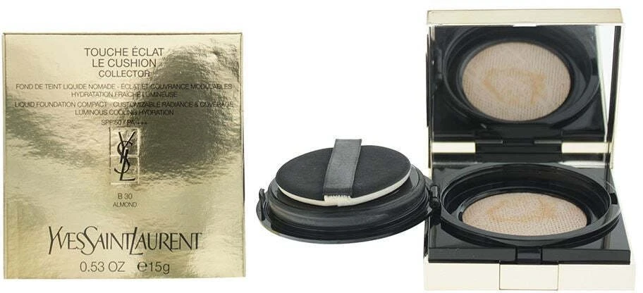 Yves Saint Laurent Touche Eclat Le Cushion Collector golden pigments & antioxidants Luminous Liquid Foundation B30 Almond, 15 g