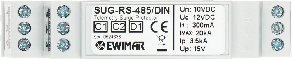 ZABEZPIECZENIE PRZECIWPRZEPIĘCIOWE SUG-RS485/DIN LINII SYMETRYCZNEJ RS-485 EWIMAR