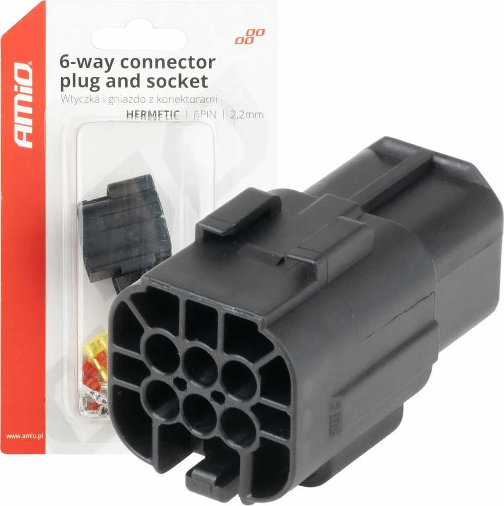 Atspari vandeniui 6 PIN jungtis – kištukas ir lizdas, 2,2 mm, AMIO-04349