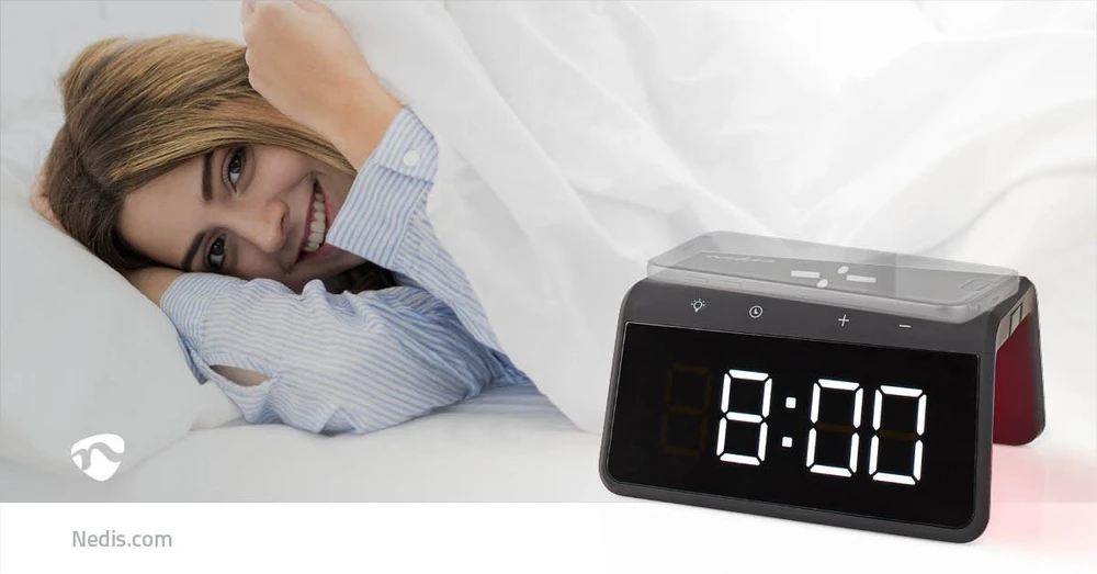 Radio Nedis Žadintuvas Nedis WCACQ30BK 5–15 W 2x alarm pašvietimas Juodas