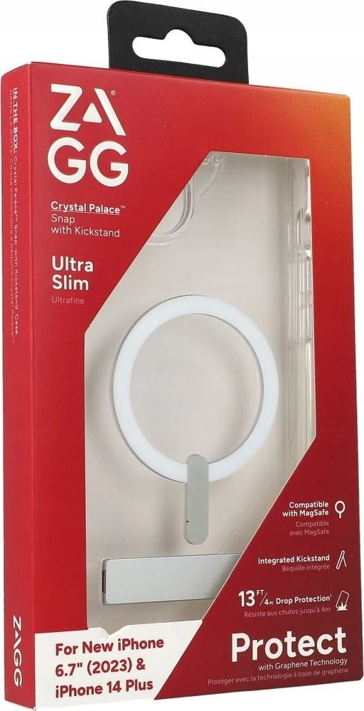 ZAGG Crystal Palace Snap Kickstand MagSafe Apple iPhone 15 Plus dėklas telefonui skaidrus