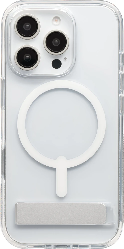 ZAGG Crystal Palace Snap Kickstand MagSafe dėklas su stovu iPhone 16 Pro – skaidrus