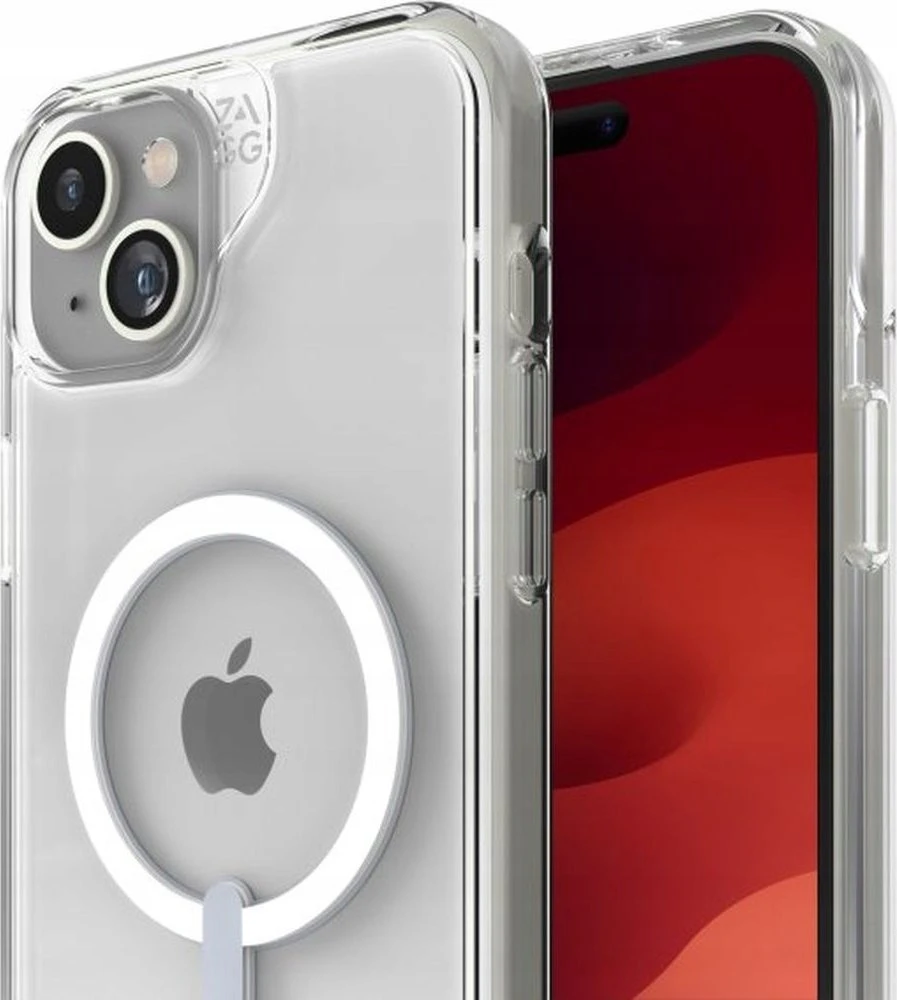 ZAGG Crystal Palace Snap su atlenkiama atrama MagSafe iPhone 15 Plus telefono dėklas skaidrus