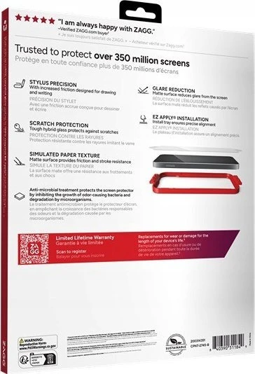 ZAGG InvisibleShield Fusion Canvas Antibakterinė apsauga Plėvelė Imituojantis popierius Apple iPad Pro 11" 2024 m