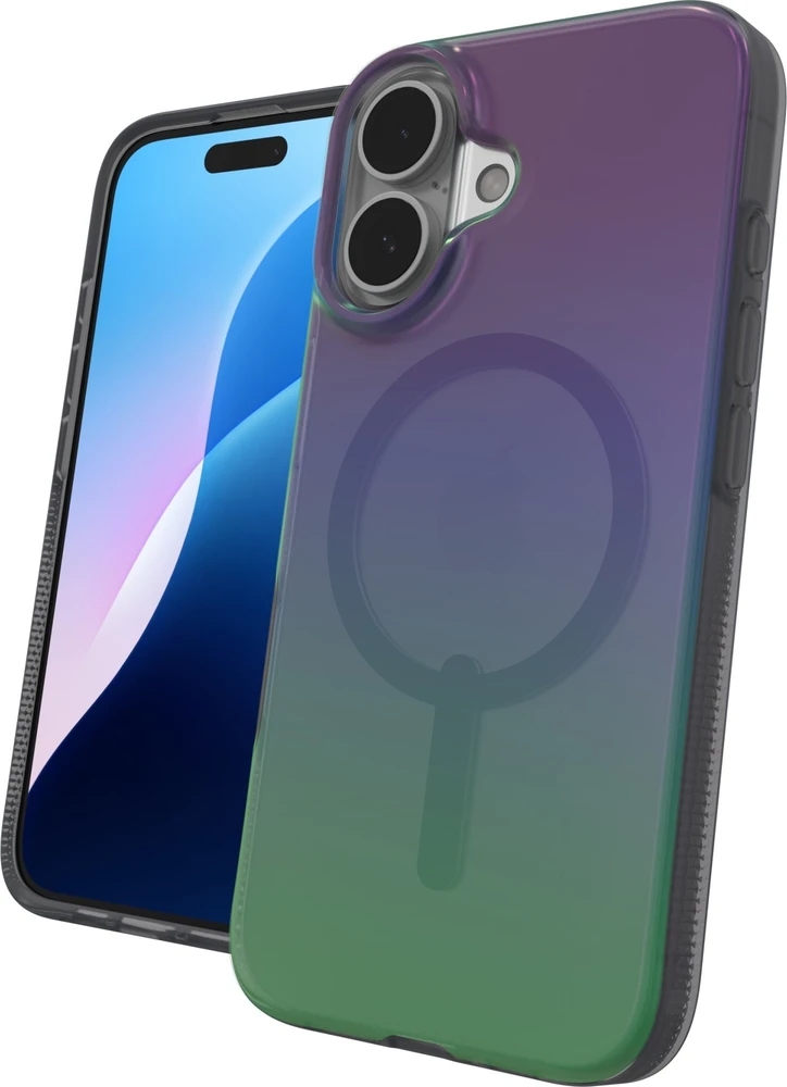 ZAGG Milan Snap Dėklas su MagSafe, skirtas iPhone 16 – žalia/violetinė