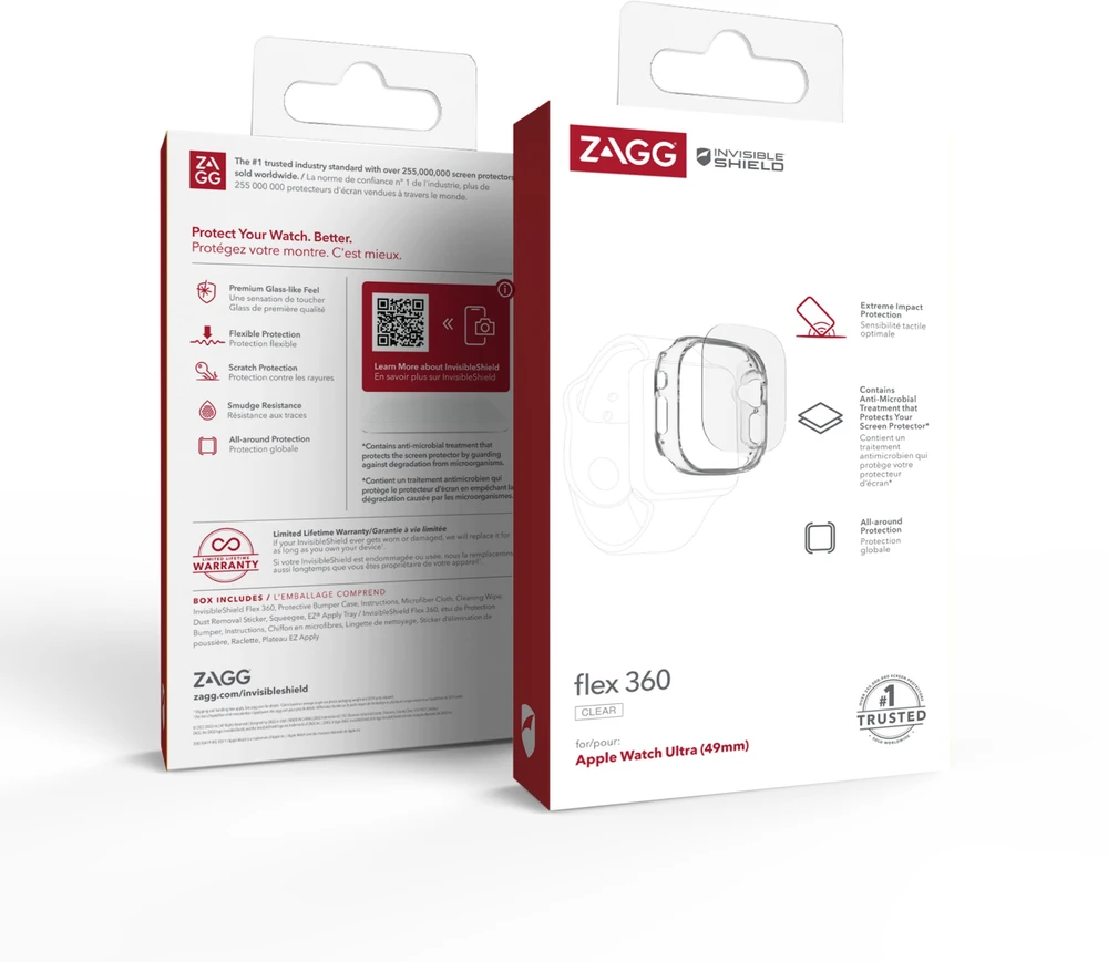 Zagg ZAGG InvisibleShield Flex 360 rinkinys – apsauginis dėklas ir apsauginė plėvelė, skirta Apple Watch Ultra / Ultra 2 (49 mm)