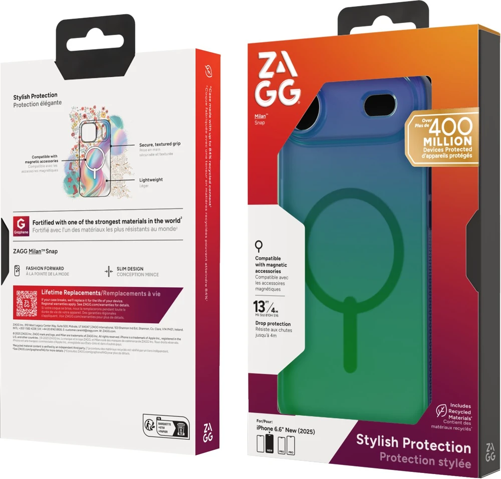 ZAGG dėklas MILAN SNAP, suderinamas su „MagSafe“, skirtas IPHONE 17 Air raven feather