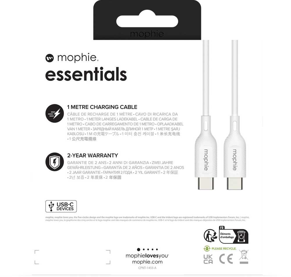 Kabelis USB Zagg USB-C - USB-C 1 m Baltas (409913177)