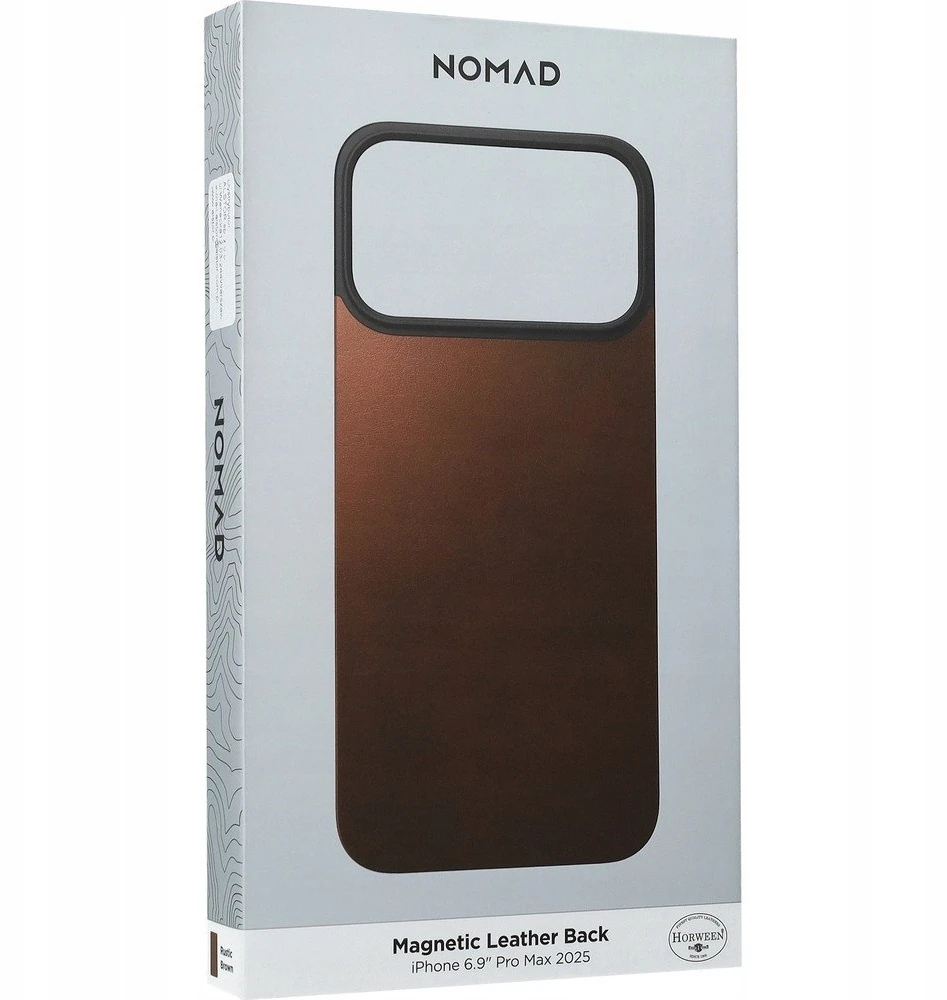 „Nomad“ magnetinis odinis dėklas, kaimiško stiliaus rudas (Horween), „Magsafe“ – „iPhone 17 Pro Max“