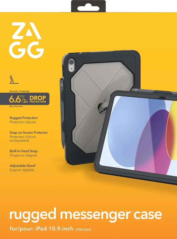 Dėklas na tablet Zagg ZAGG Rugged Messenger Case Apple iPad 10.9'' 10th Gen Charcoal, Cover, Apple, iPad 10.9'' 10th, 27.7 cm (10.9'')