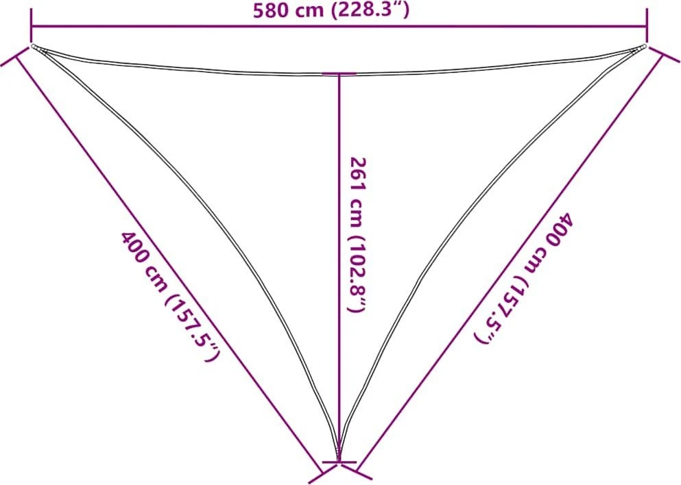 Saulės skėtis, 160 g/m², trikampė, smėlio spalvos, 4x4x5,8 m, HDPE