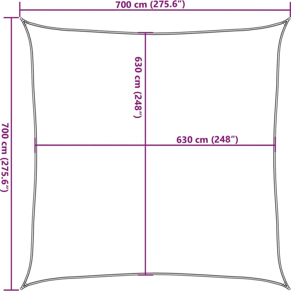 Burė nuo saulės, šviesiai siva, 7x7m, HDPE, 160g/m², kvadratinė