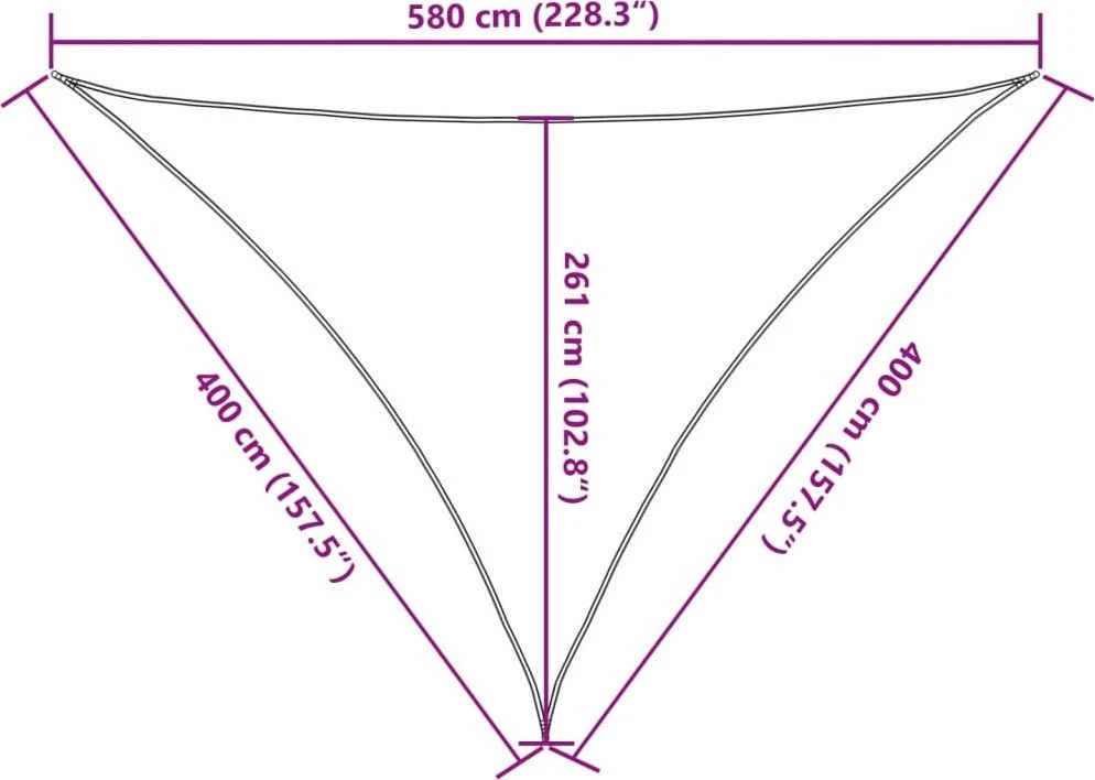 Saulės skėtis, 160 g/m², trikampė, šviesiai pilka, 4x4x5,8m, HDPE