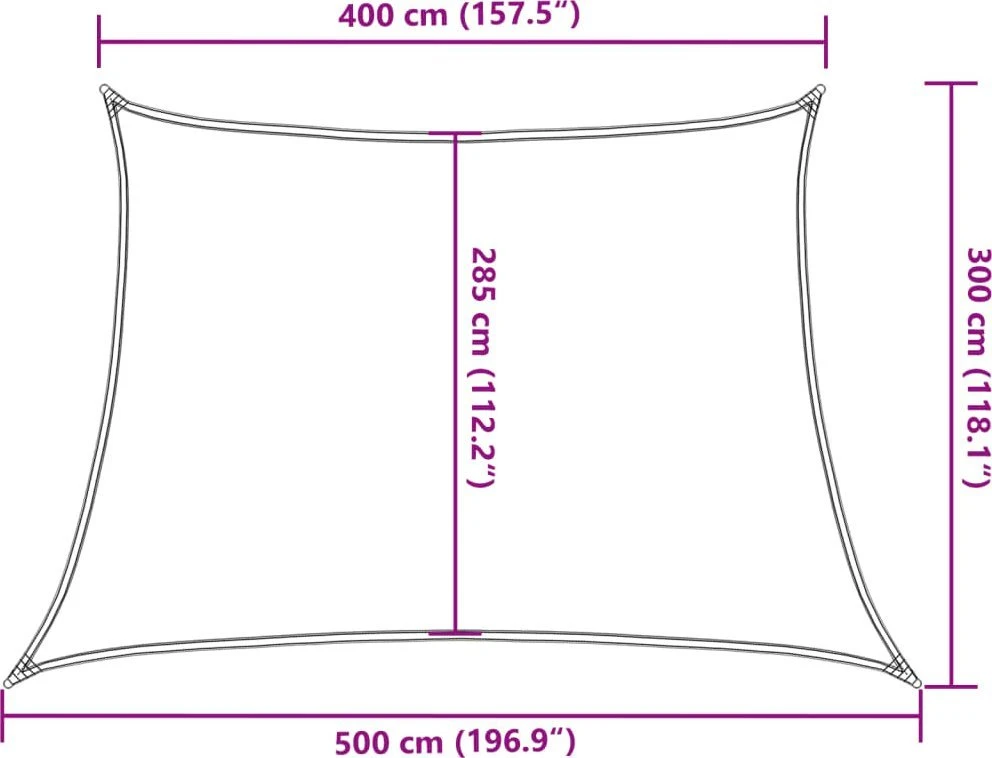 Saulės skėtis, burė, 160 g/m², trapecijos formos, smėlio spalvos, 4/5x3 m, HDPE