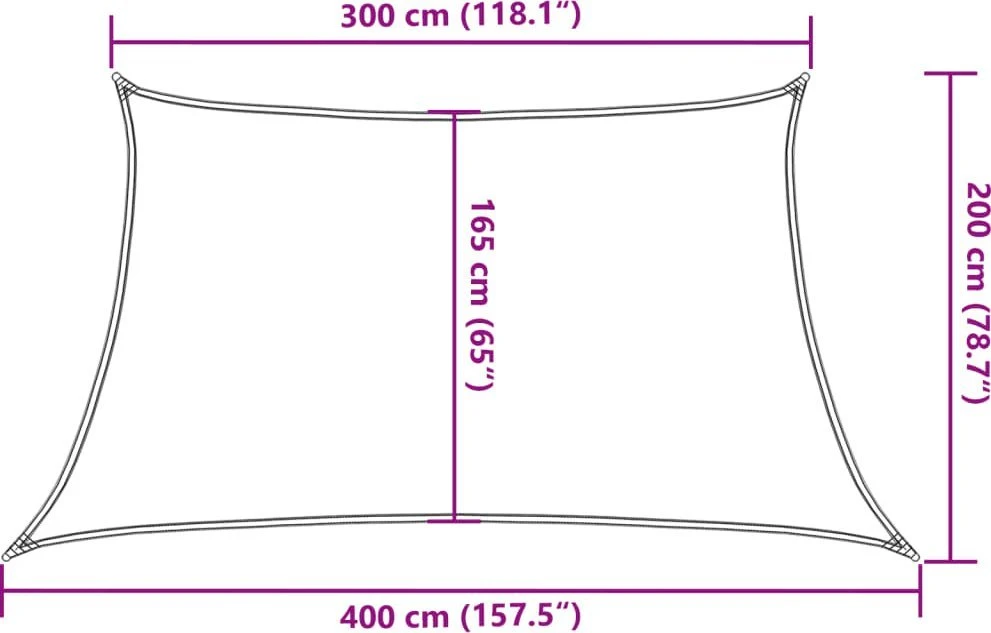 Saulės skėtis, 160 g/m², trapecijos formos, smėlio spalvos, 3/4x2 m, HDPE