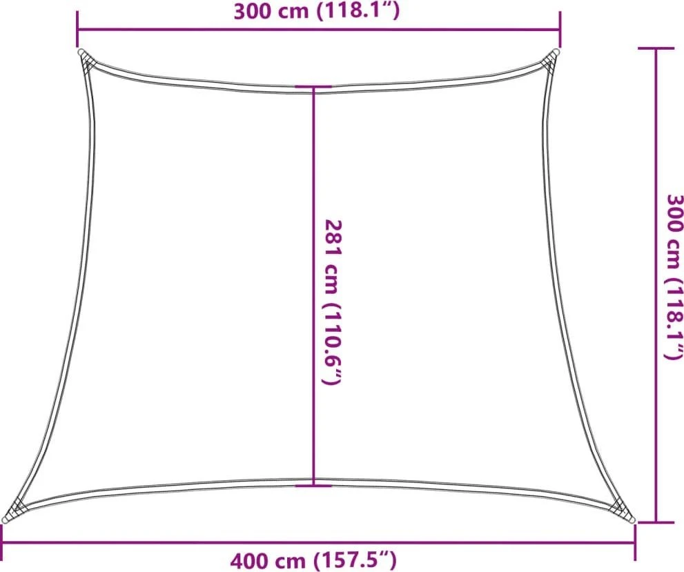 Saulės skėtis, 160 g/m², trapecijos formos, smėlio spalvos, 3/4x3 m, HDPE