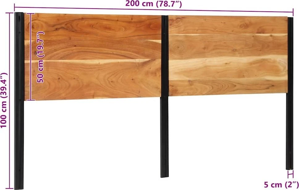 Galvūgalis, 200cm, akacijos medienos masyvas/geležis