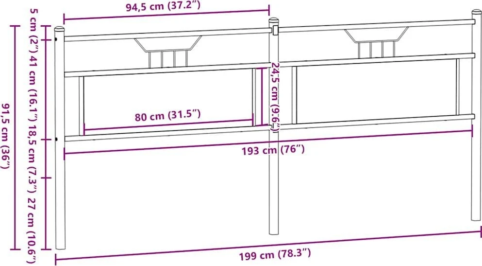 Pakaitinis galvūgalis, dūminio ąžuolo spalvos, 193cm, mediena ir plienas
