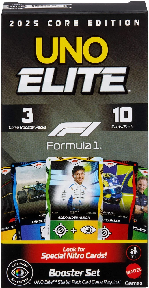Kortos Mattel UNO Elita Formula 1 2025 Core Edition JLV43 (papildymas)