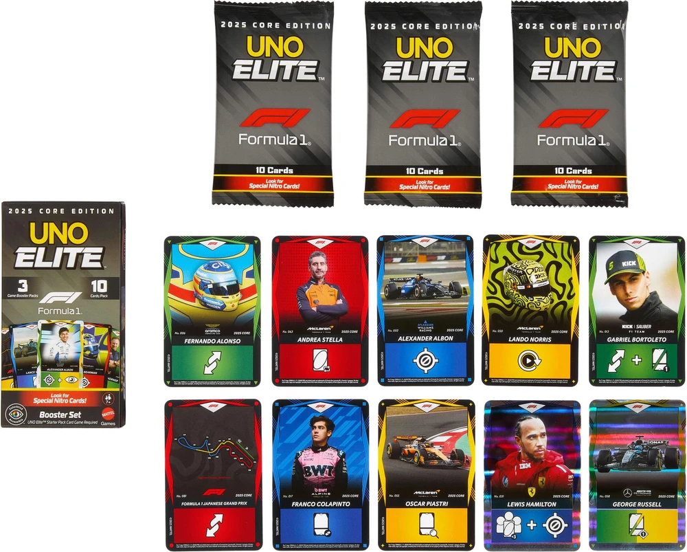 Kortos Mattel UNO Elita Formula 1 2025 Core Edition JLV43 (papildymas)