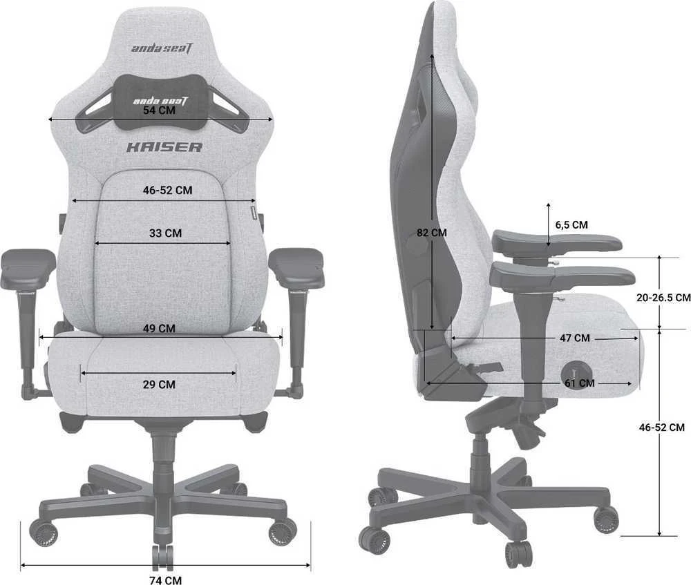 Žaidimų kėdė AndaSeat Kaiser 4 L | spalva: pilka