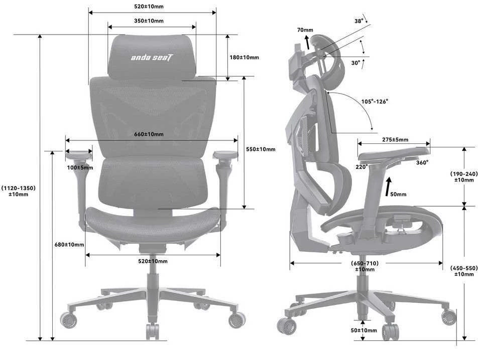 Žaidimų kėdė AndaSeat X-Air Pro XL, Pilka