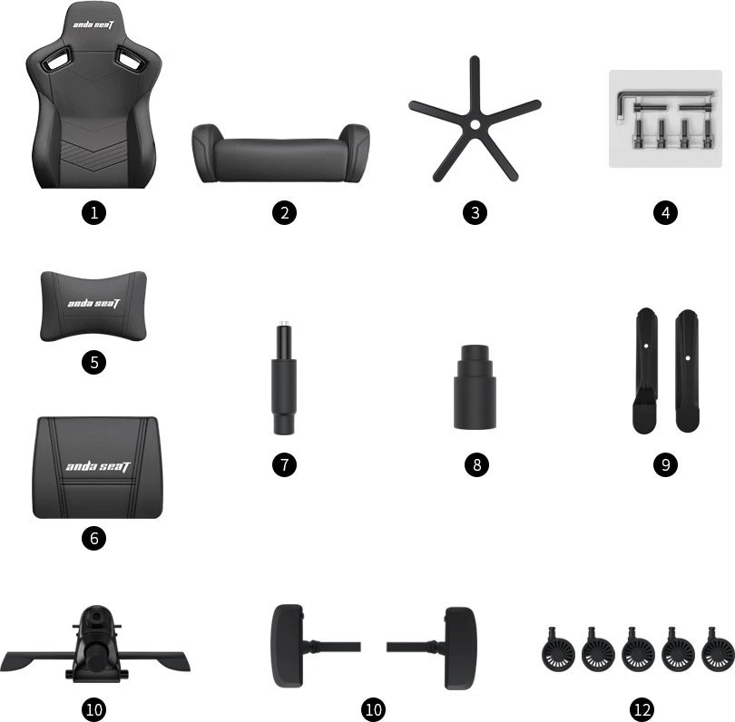 Žaidimų kėdė AndaSeat Kaiser 2 XL, PVC oda, juoda