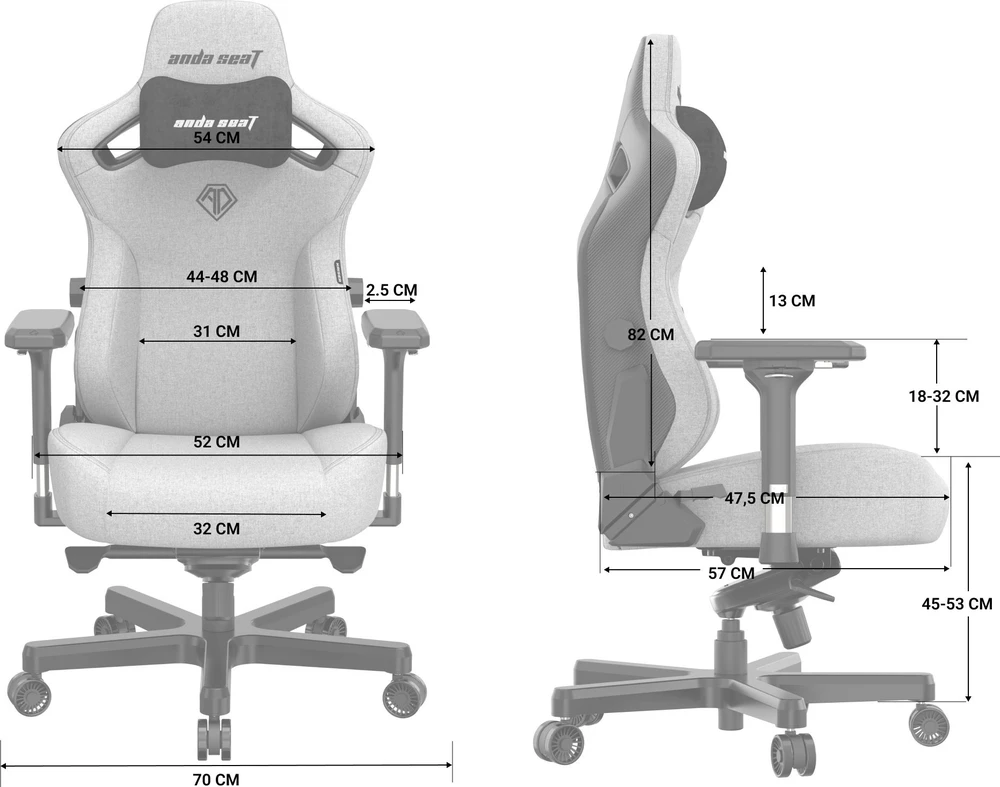 Žaidimų kėdė AndaSeat Kaiser 3 L, Juoda, PVC oda
