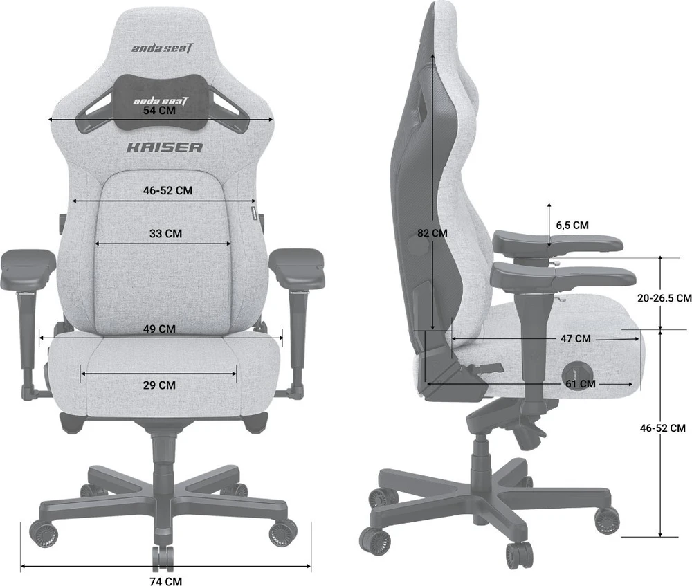 Žaidimų kėdė AndaSeat Kaiser 4 L | spalva: juoda