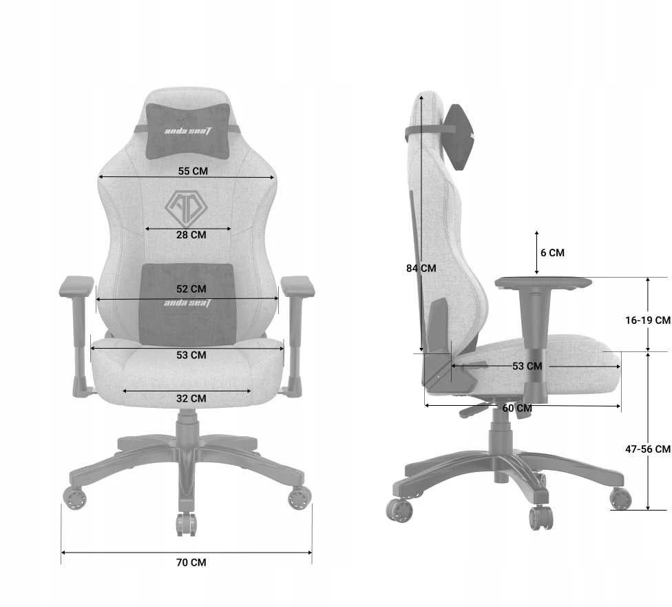 Žaidimų kėdė AndaSeat Phantom 3 L, juodos spalvos, medžiaga: audinys