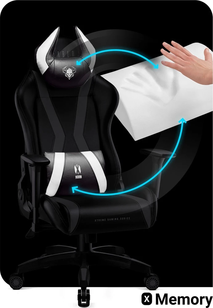 Žaidimų kėdė Diablo X-Horn 2.0 Gaming Chair Normal, Juodos/Baltos