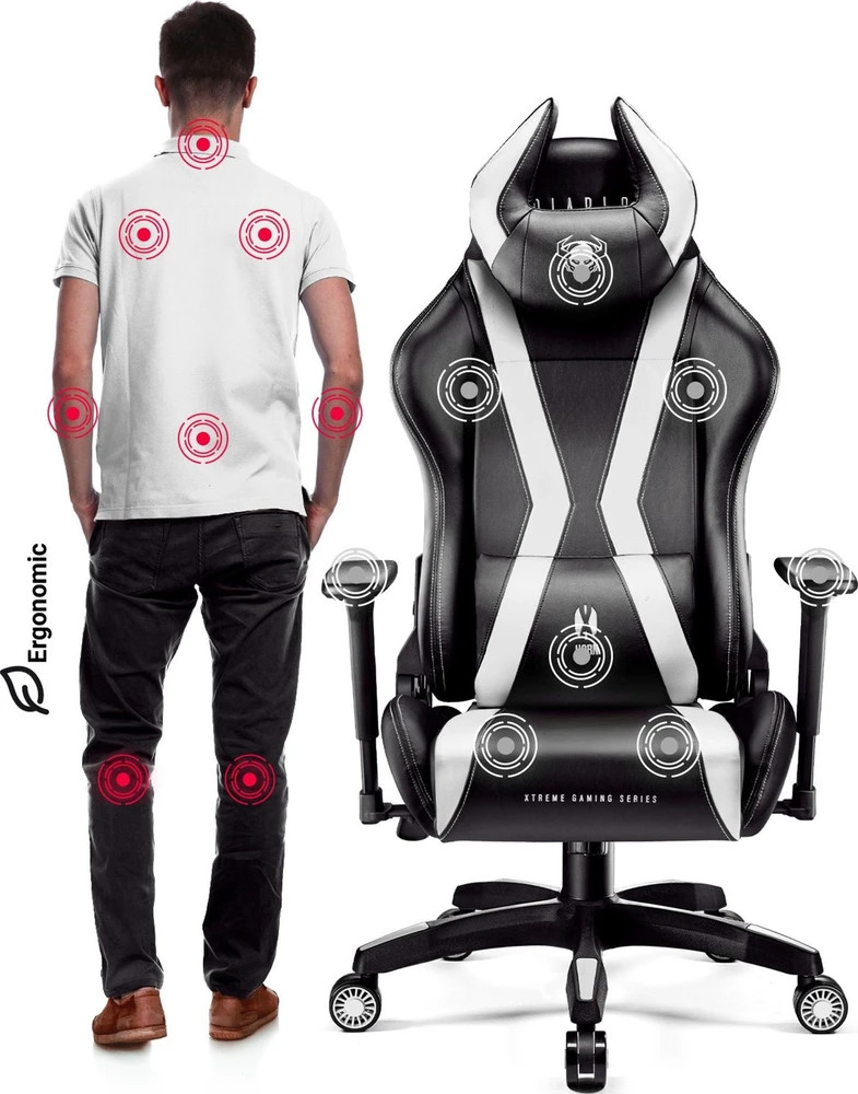 Žaidimų kėdė Diablo X-Horn 2.0 Gaming Chair Normal, Juodos/Baltos